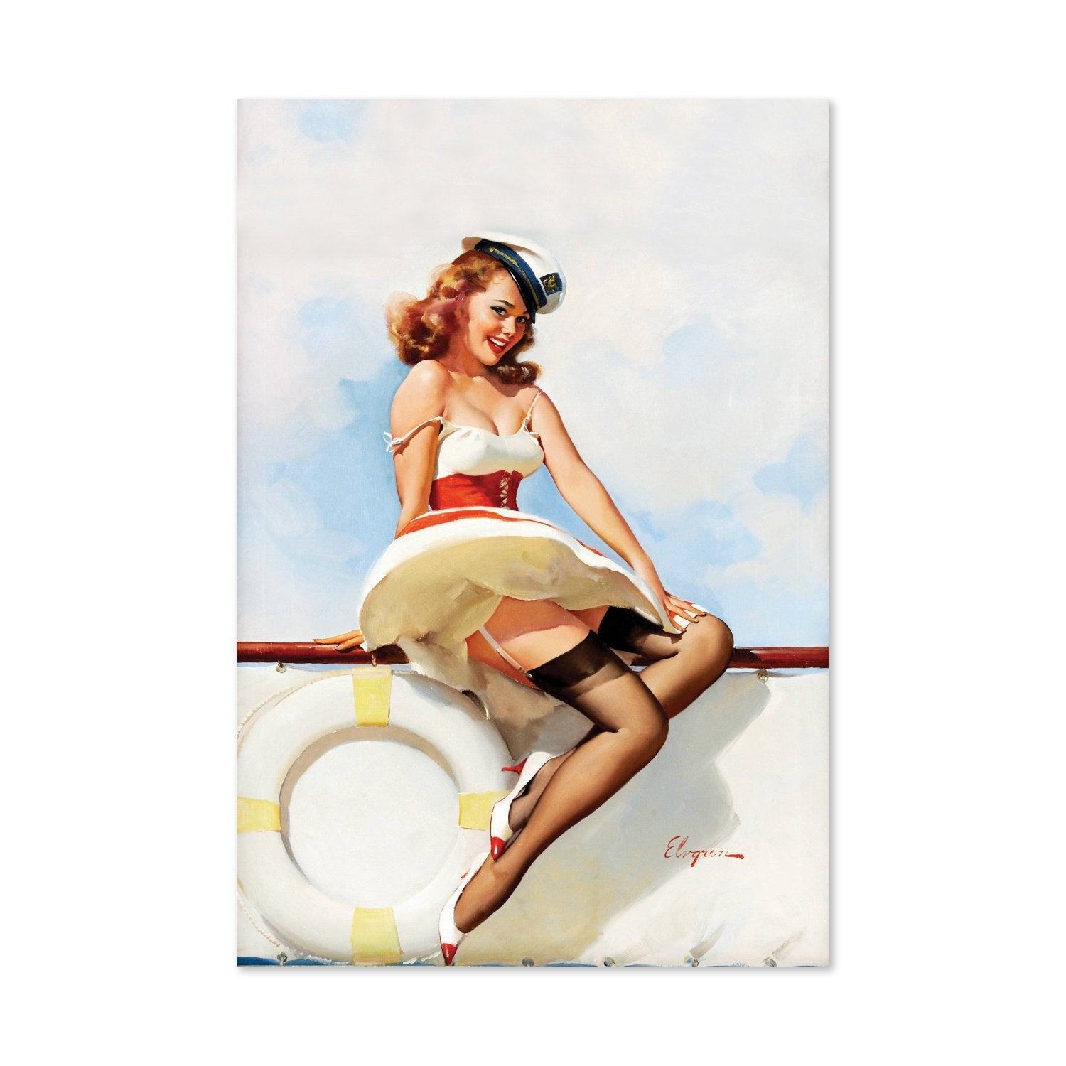 All Hands on Deck by Gil Elvgren, pin-up poster — framed print
